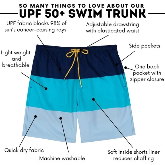 SwimZip Men's 8" Swim Trunks Boxer Brief Liner"Color Pop" UPF 50 nwt XXXL